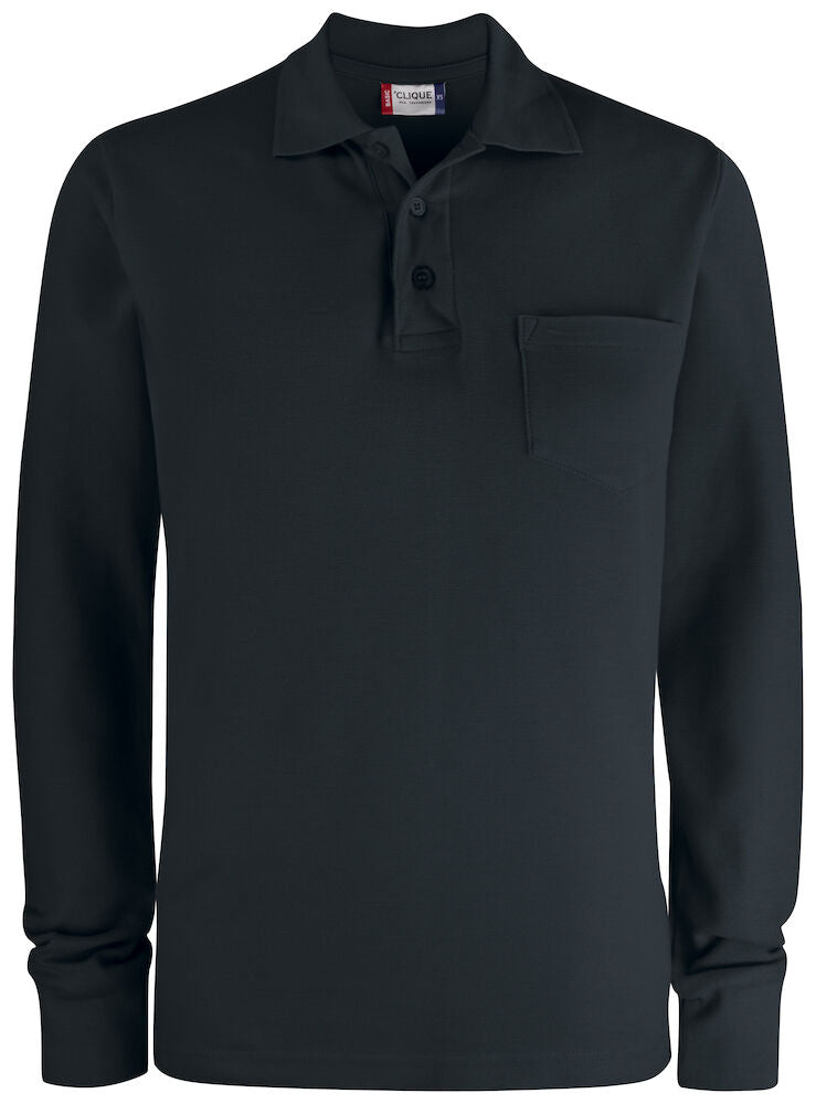 Basic Polo LS Pocket Black XS