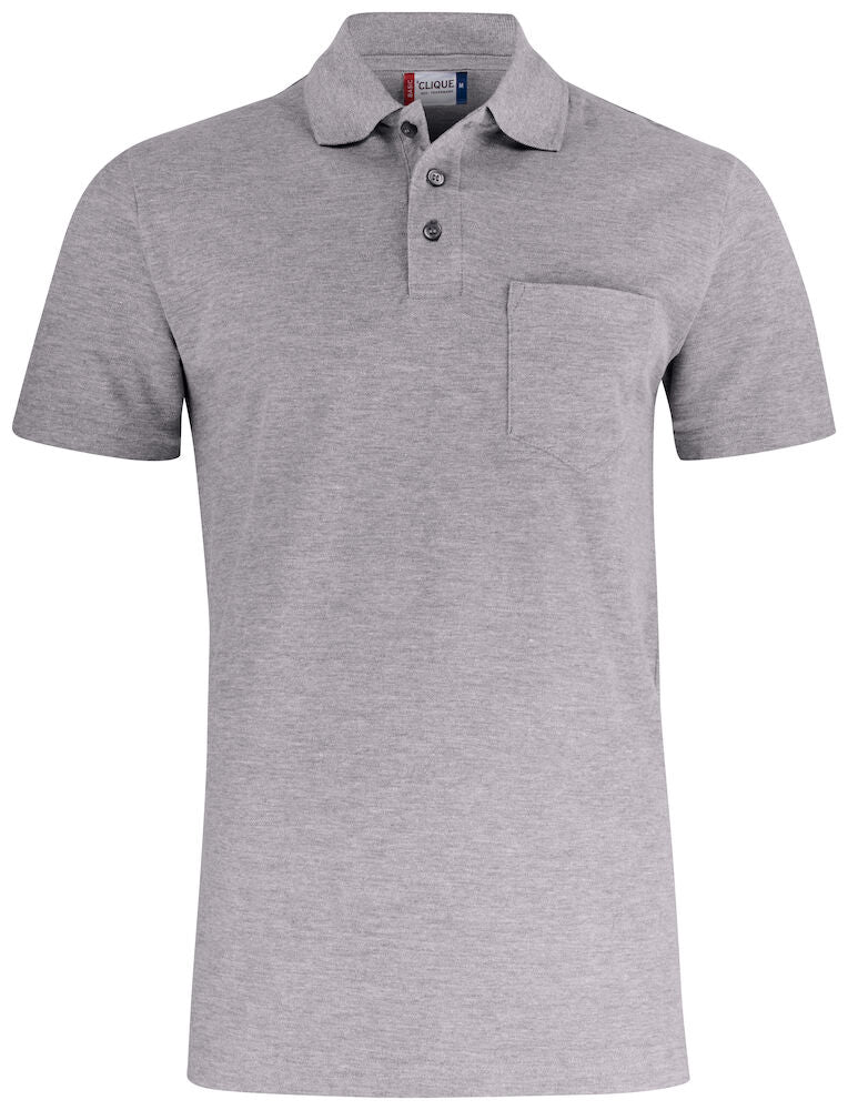 Basic Polo w. Pocket Grey Melange XS