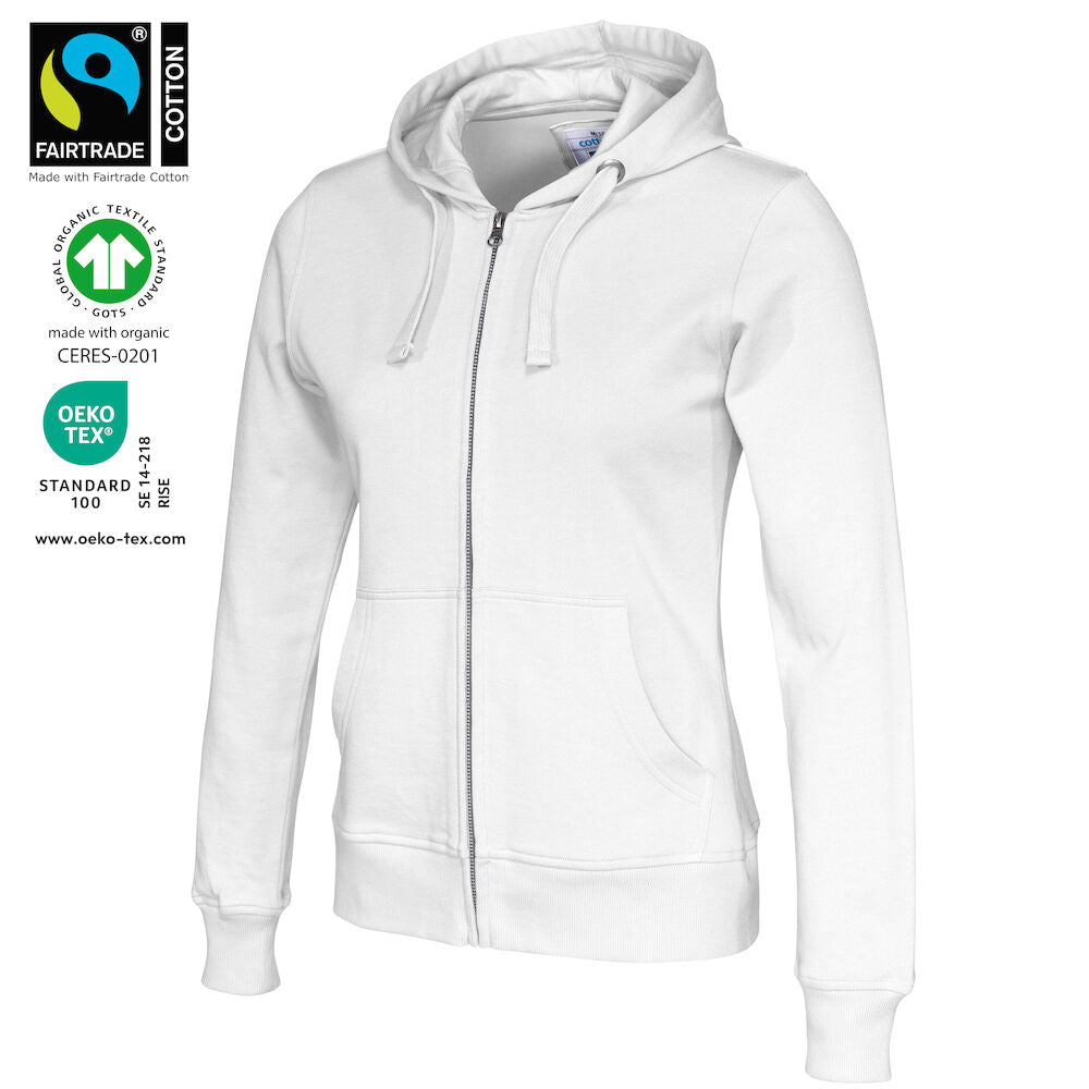 Full Zip Hood Lady (GOTS) White XS