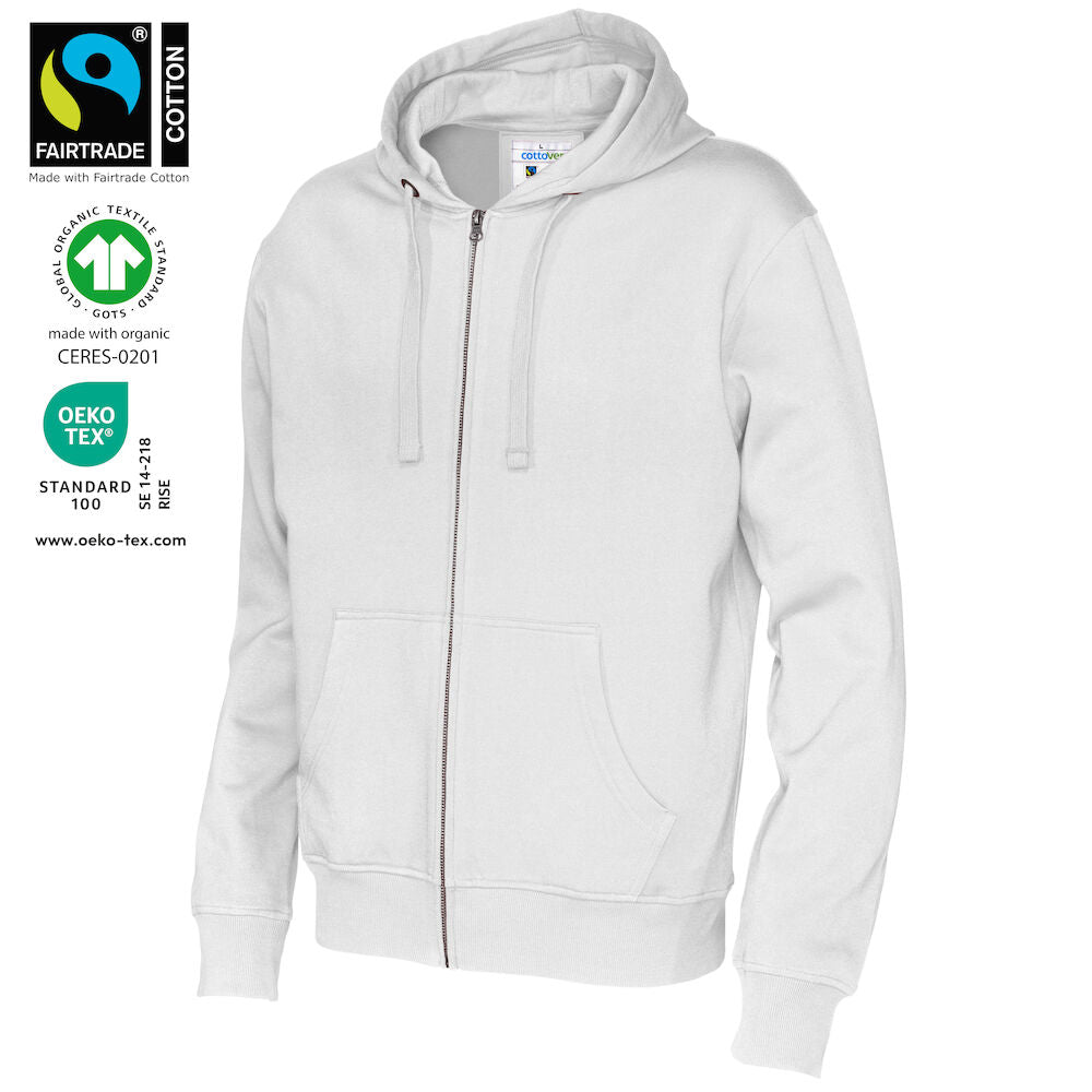 Full Zip Hood Man (GOTS) White S