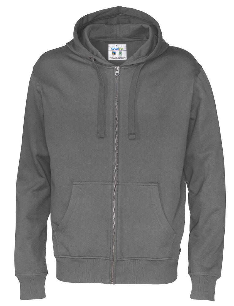 Full Zip Hood Man (GOTS) Charcoal S