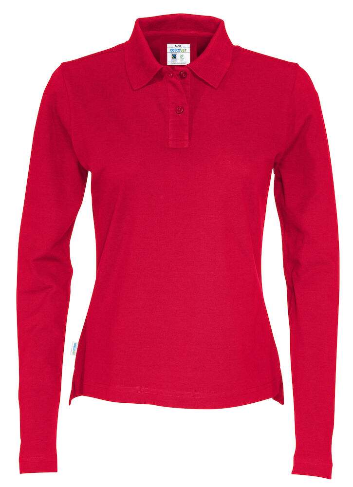 Pique LS Lady (GOTS) Red XS