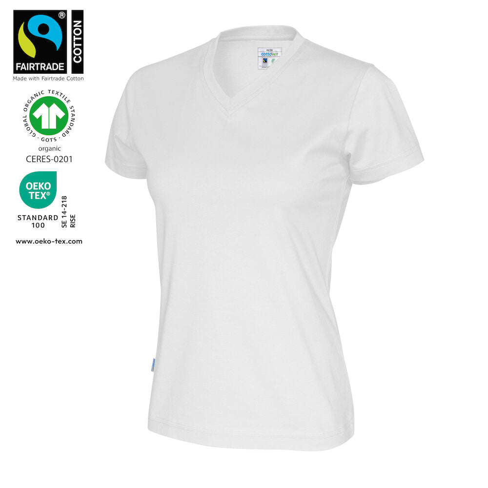 T-shirt V-neck Lady (GOTS) White XS