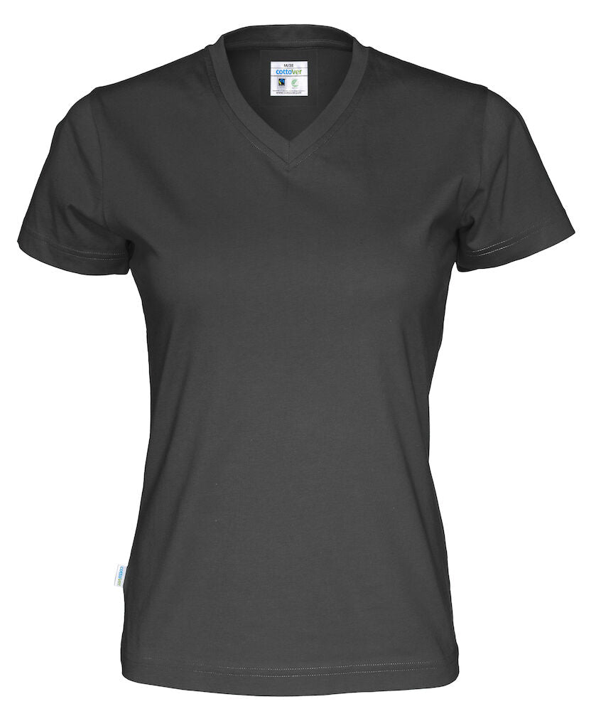 T-shirt V-neck Lady (GOTS) Black XS