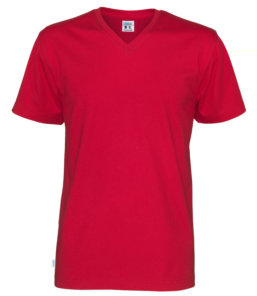T-shirt V-neck Man (GOTS) Red XL