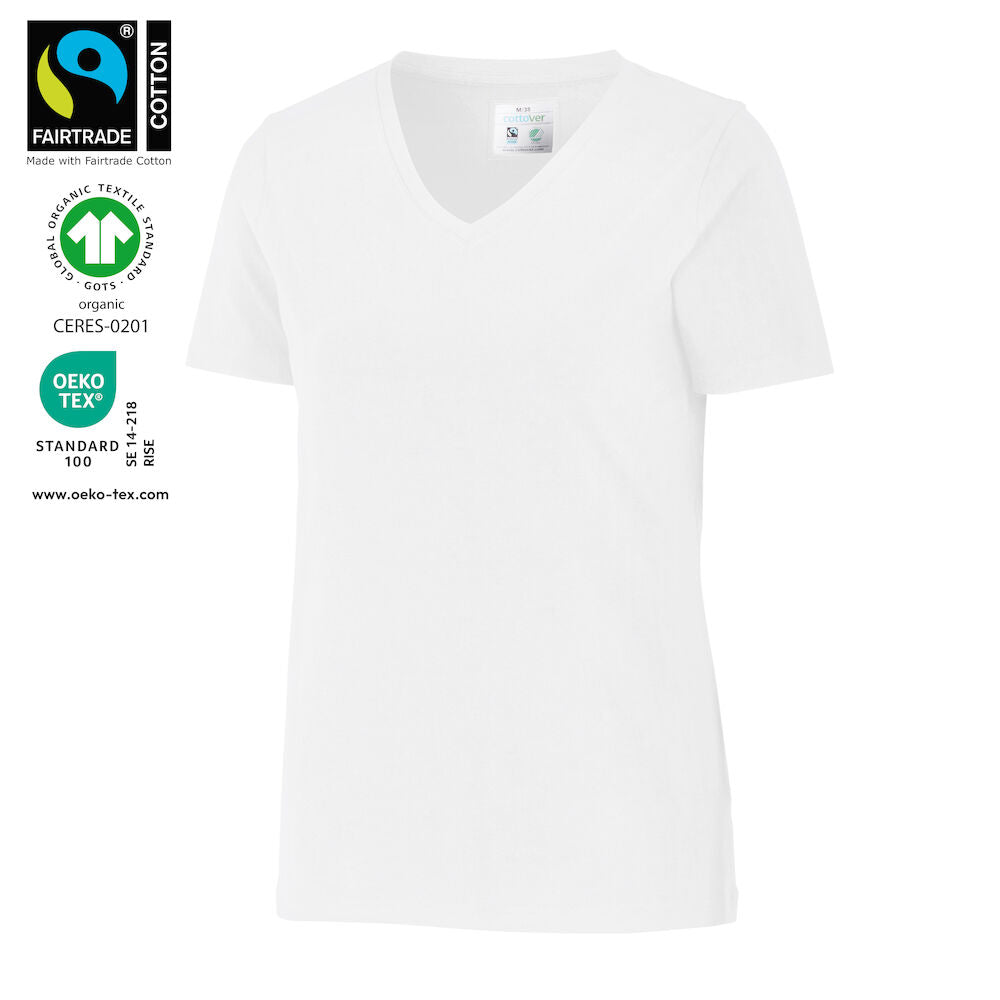 Stretch V-Neck Lady (GOTS) White XS