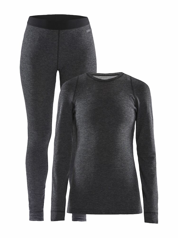 Merino 180 Set W Black Melang XS