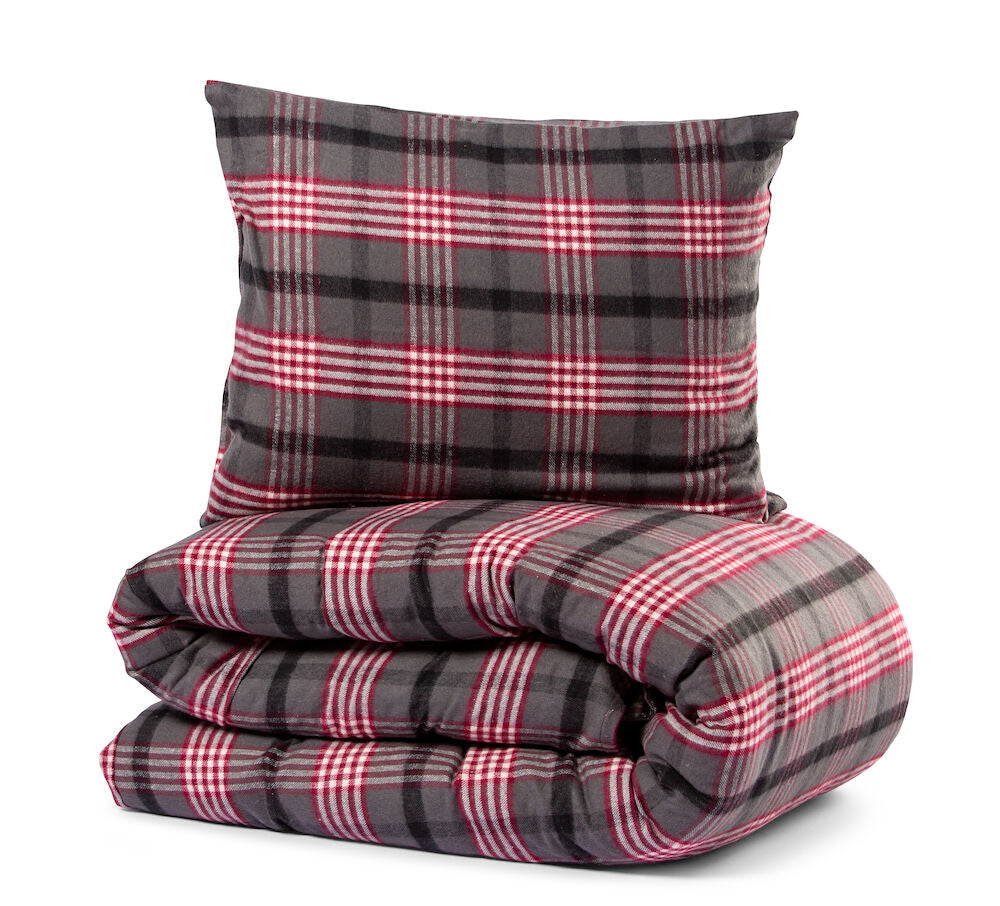 LN Bed Set Skaveröd Flannell 18 Wine Red 150x210CM