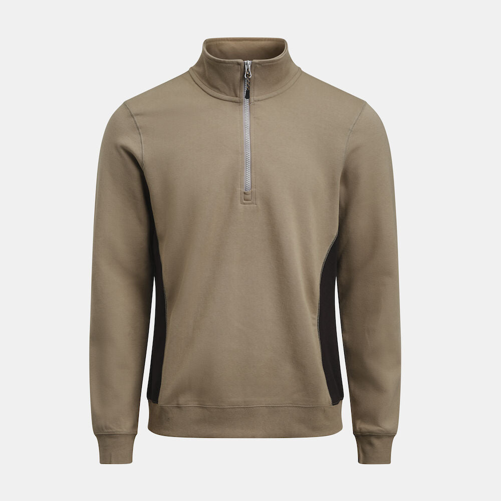 Sweatshirt 1/2 Zip Khaki/Black XS