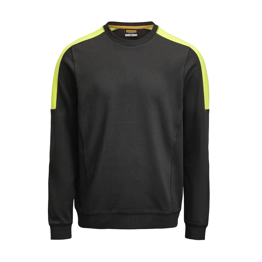 Sweatshirt Roundneck Black/HV Yel XXS