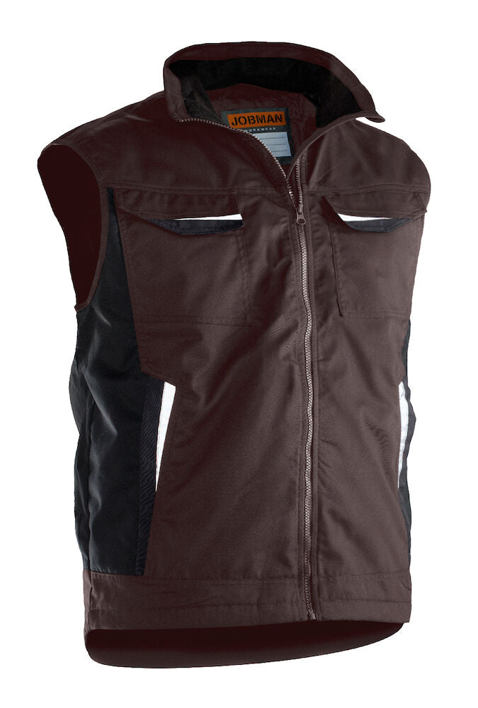 Poly Cotton Padded Vest Brown XS