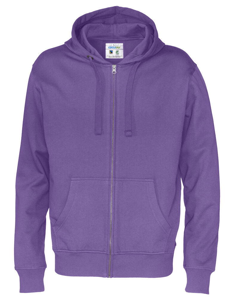 Full Zip Hood Man (GOTS) Purple S