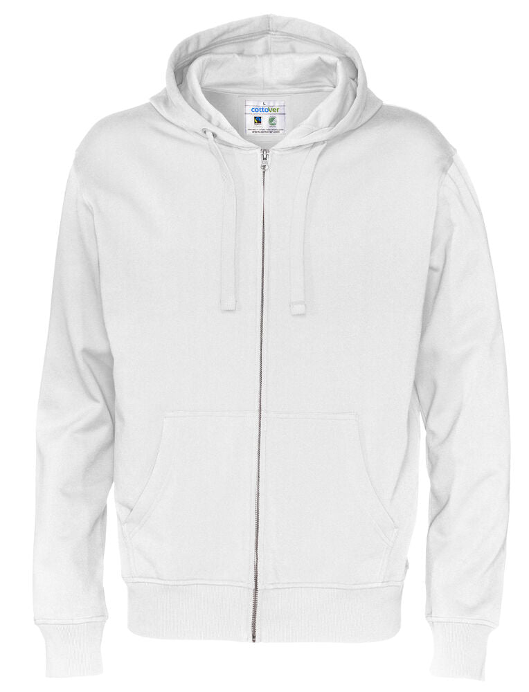 Full Zip Hood Man (GOTS) White S