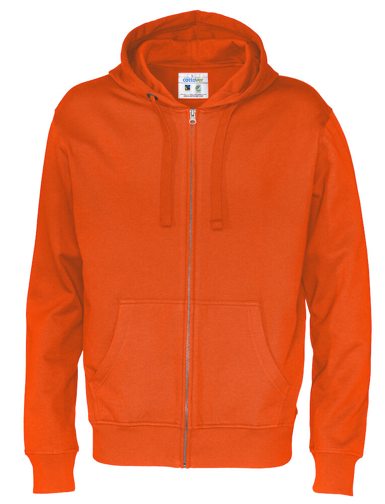 Full Zip Hood Man (GOTS) Orange S