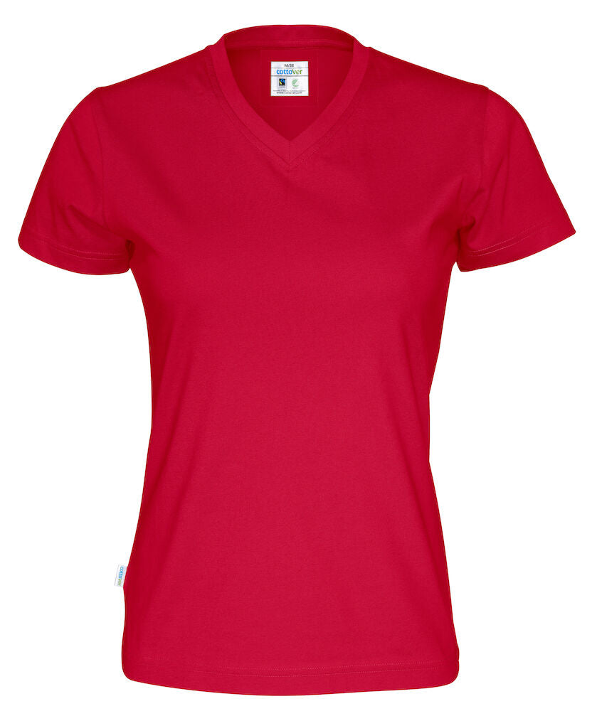 T-shirt V-neck Lady (GOTS) Red XS