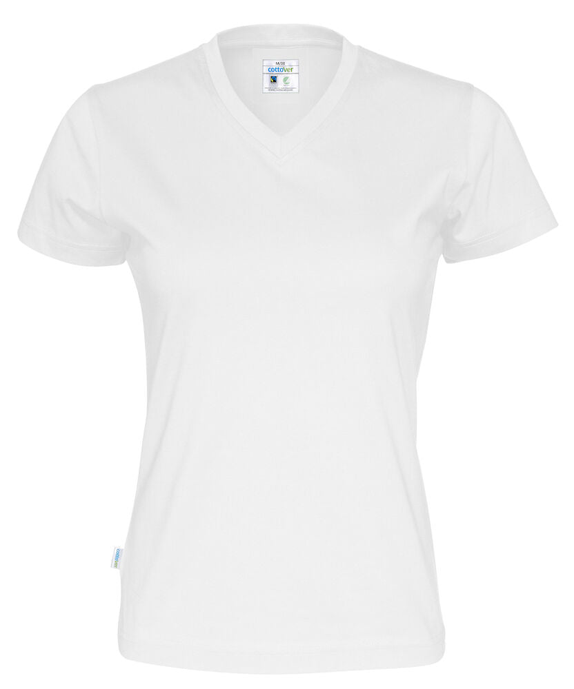 T-shirt V-neck Lady (GOTS) White XS