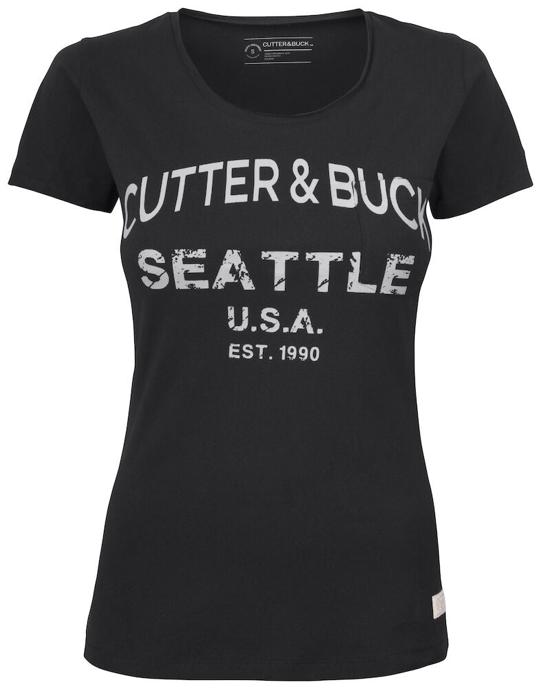 Pacific City Tee Ladies Black with G XS