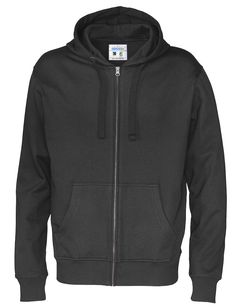 Full Zip Hood Man (GOTS) Black S