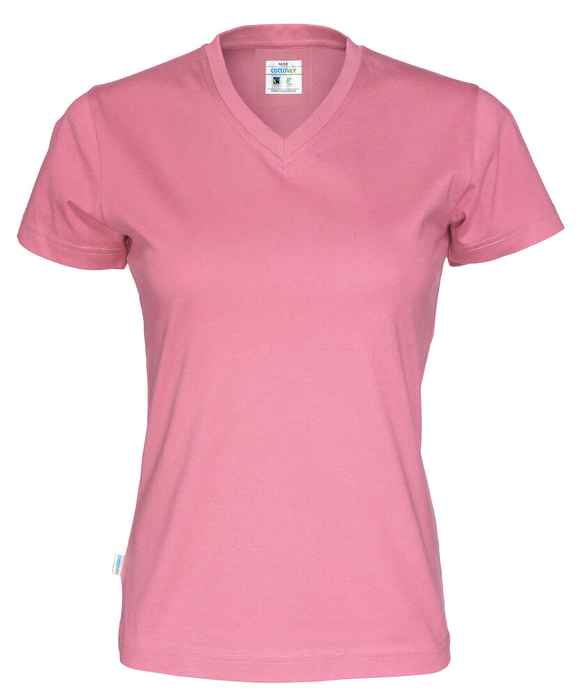 T-shirt V-neck Lady (GOTS) Pink XS