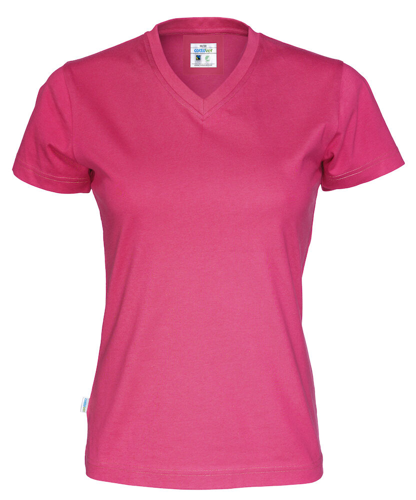T-shirt V-neck Lady (GOTS) Dark Cerise XS