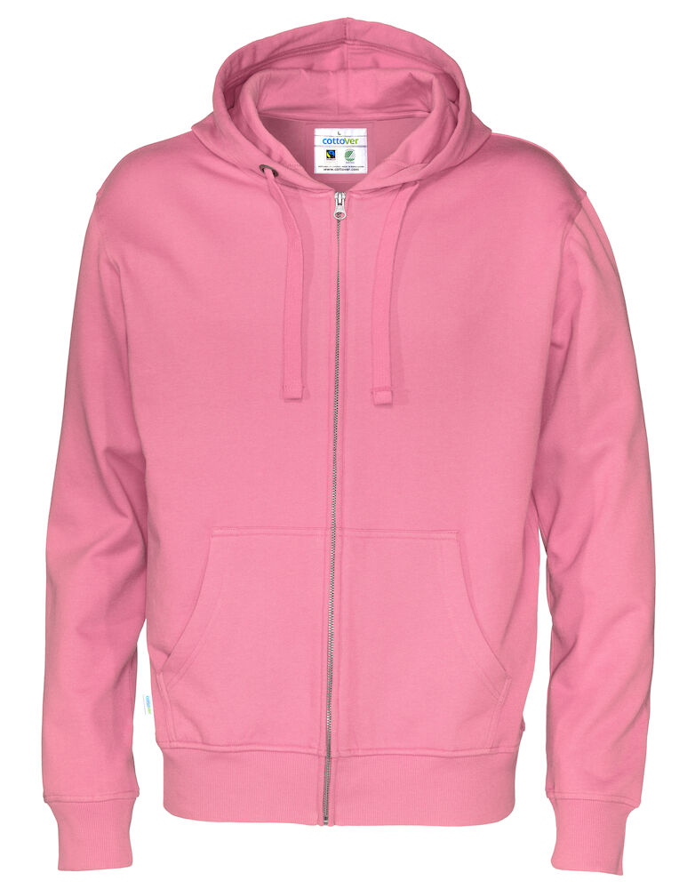 Full Zip Hood Man (GOTS) Pink S