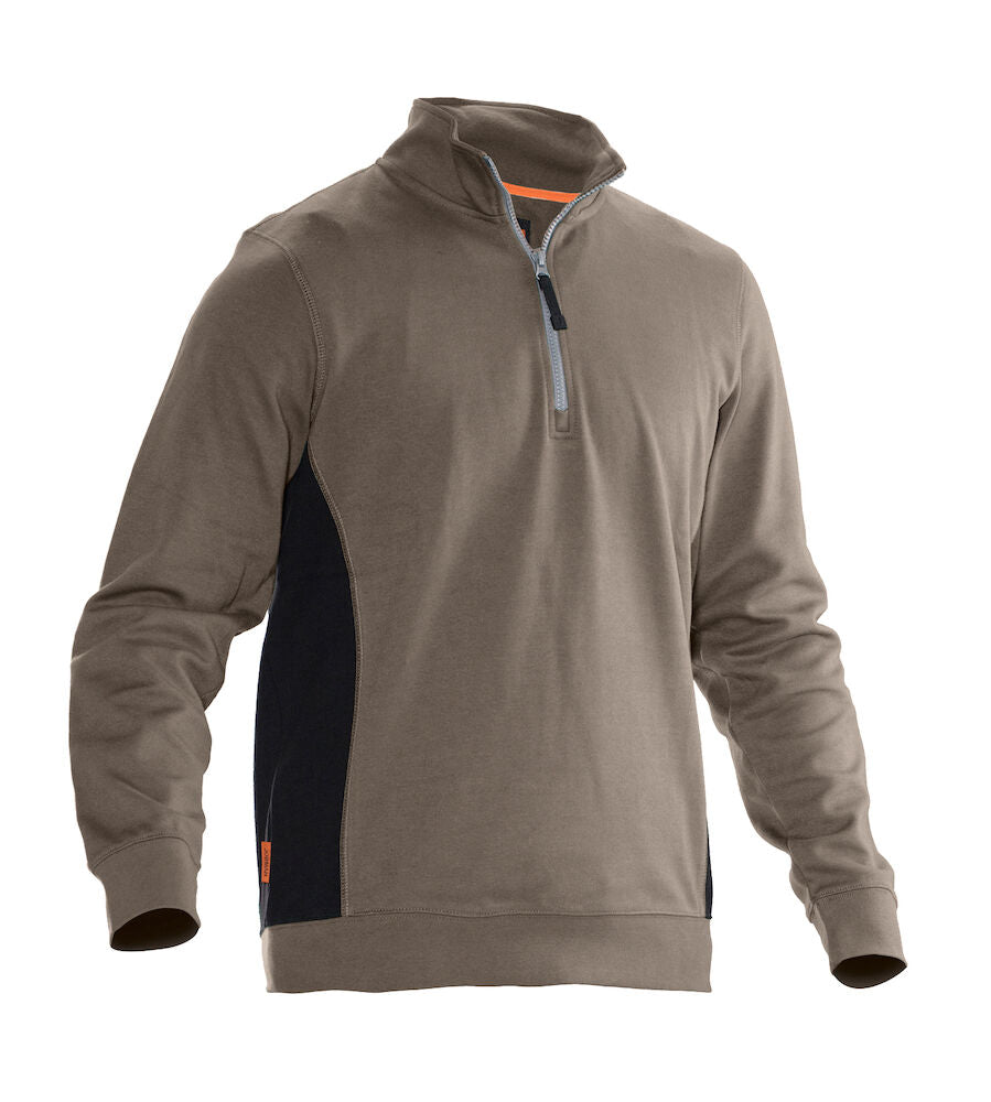 Sweatshirt 1/2 Zip Khaki/Black XS