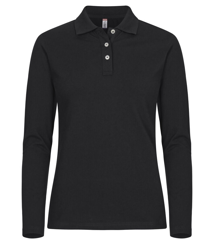 Stretch Premium Polo Lady L/S Black S