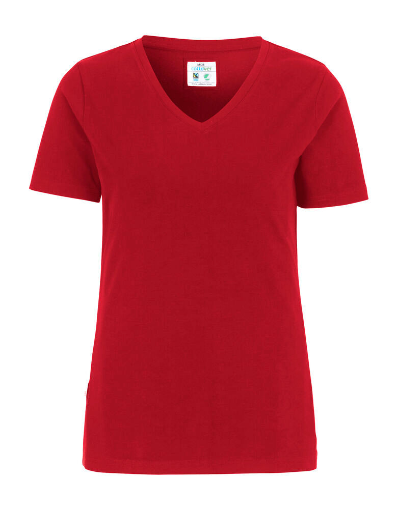 Stretch V-Neck Lady (GOTS) Red S