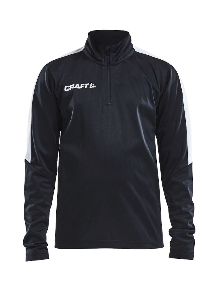 Progress Halfzip LS Tee Jr Black/White 122/128