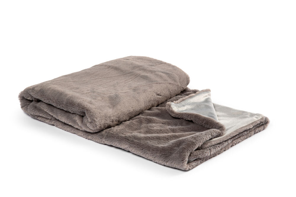 KL Fake Fur Plaid Nordby Grey One size
