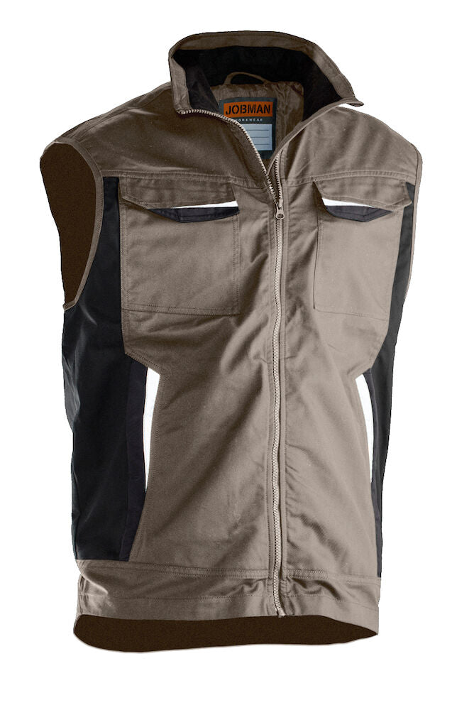 Poly Cotton Vest Khaki XS